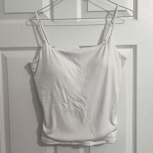 Express Padded Stretch Cami, Ribbed, White, Fitted and Stretch, Size L